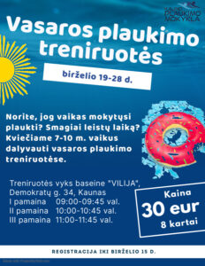 Vaikų vasaros plaukimo treniruotės