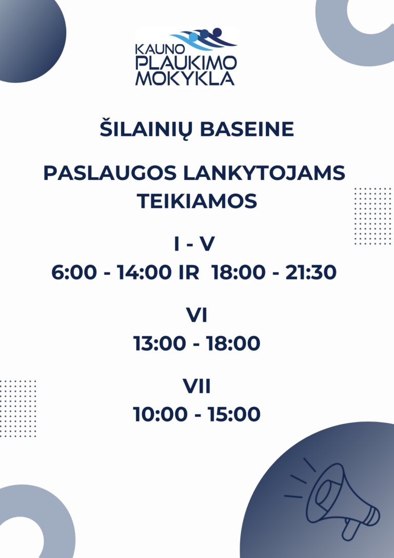 Šilainių baseino paslaugų darbo grafikas