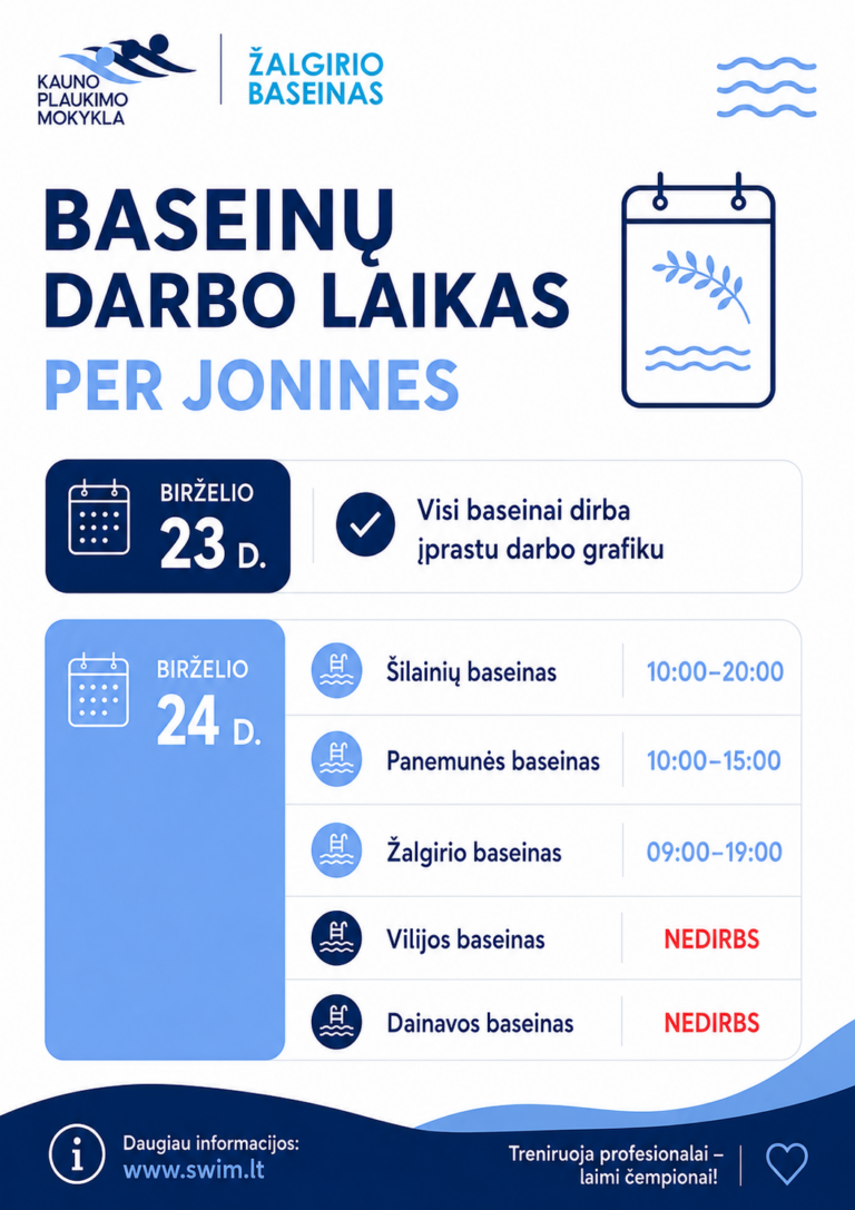 Baseinų darbo laikas per Jonines