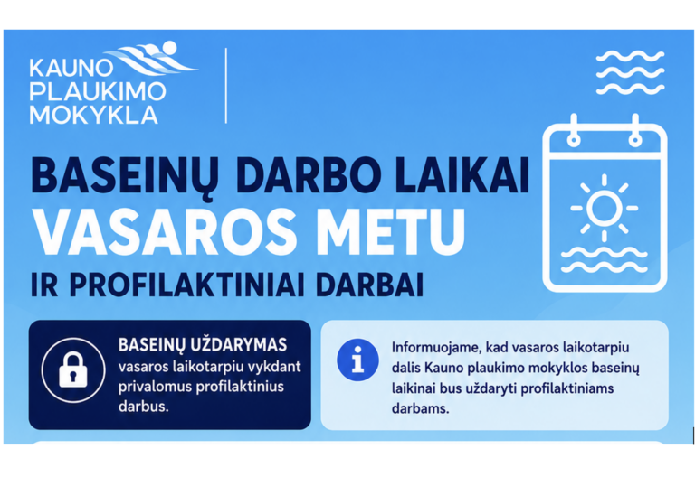 Atnaujintas Kauno plaukimo mokyklos baseinų darbo laikas!