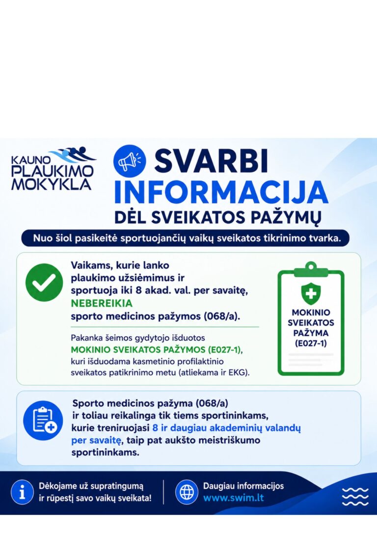 Informacija dėl sveikatos pažymų