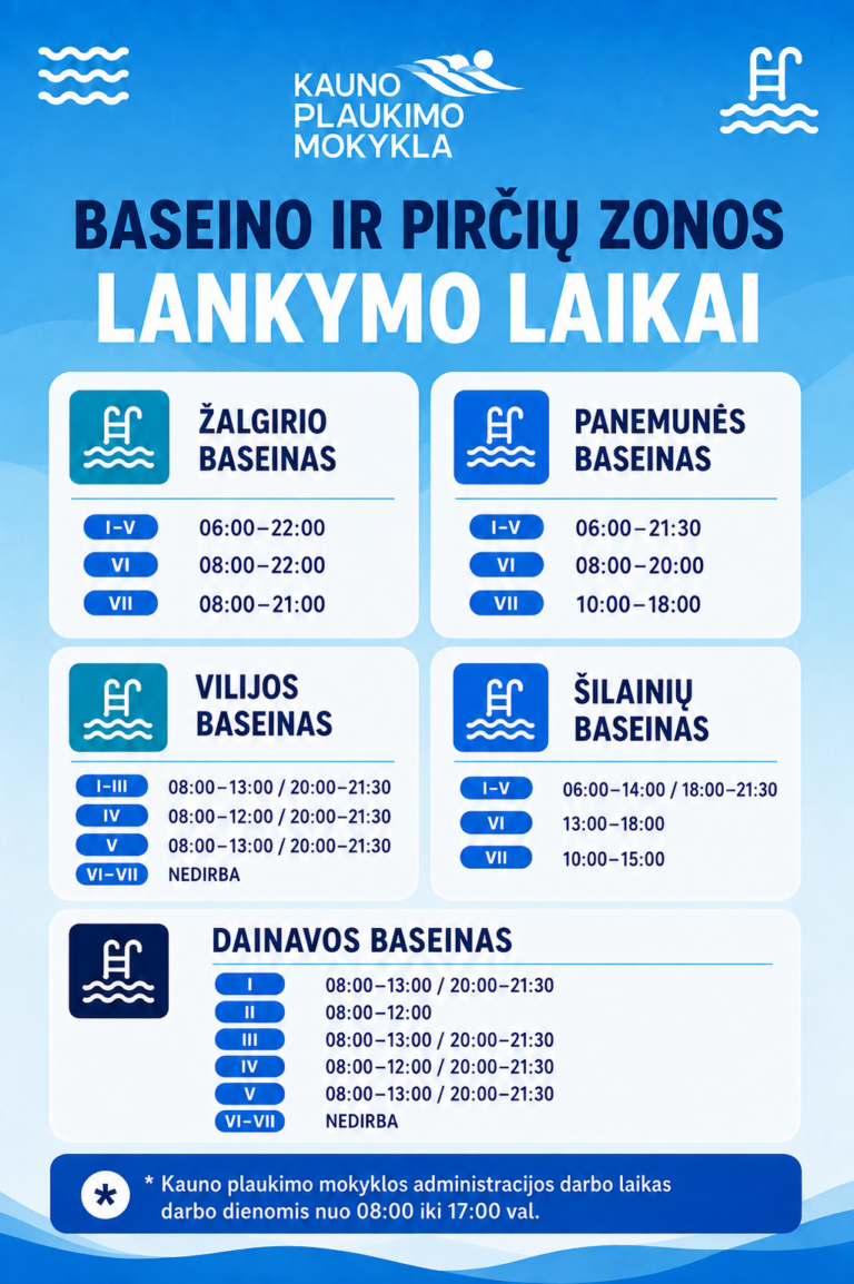 BASEINŲ IR PIRČIŲ ZONOS LANKYMO LAIKAI